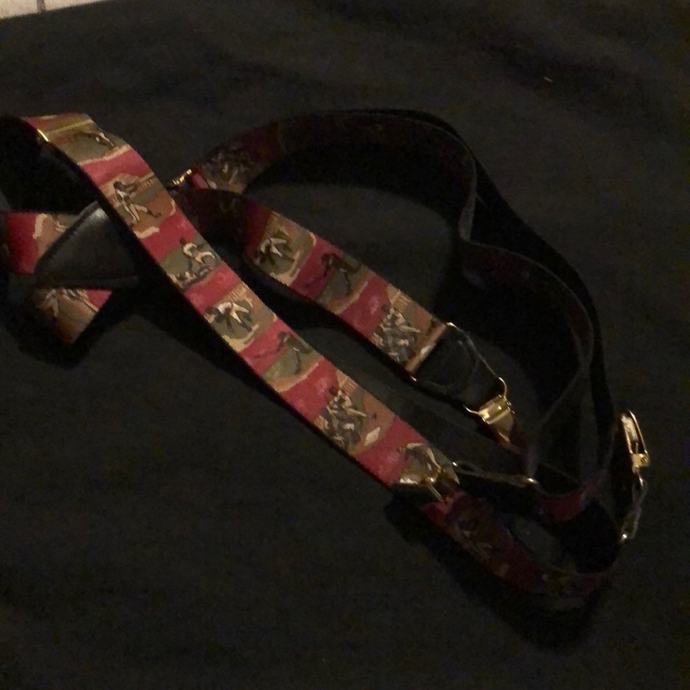 Vintage Pelican USA baseball print suspenders.